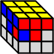 Orient cube with unsolved piece as shown